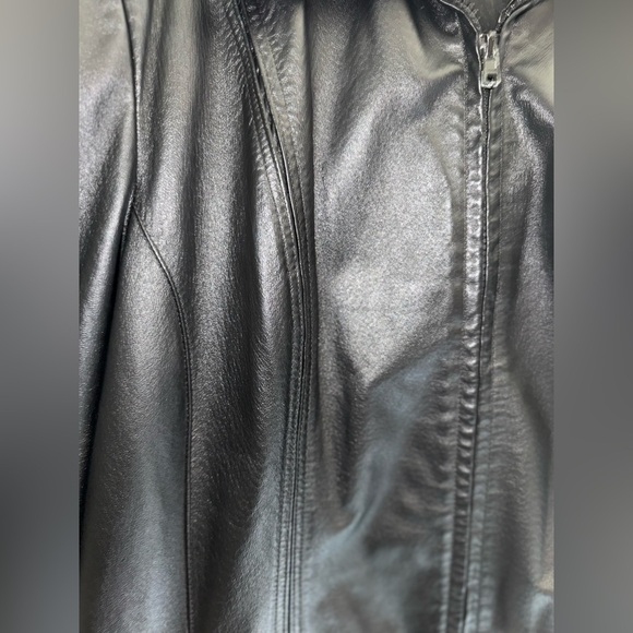 Worthington Black Genuine Leather Full Zip Jacket Woman’s SZ 1X Lined Pockets - Picture 3 of 11